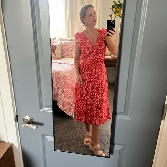 fitted lace wedding dress 90s Red Silk Wrap Dress main image 0